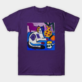 Colorful Cat Painting in the style of Henri Matisse T-Shirt